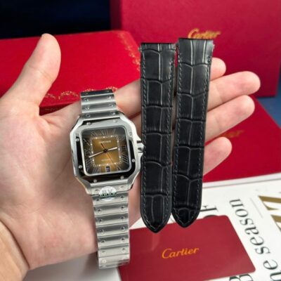 Đồng Hồ Cartier Santos WSSA0064 Mặt Nâu