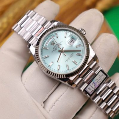 Đồng Hồ Rolex Day-Date 128236 Replica 11 Mặt Xanh Băng Trọng Lượng 158gram