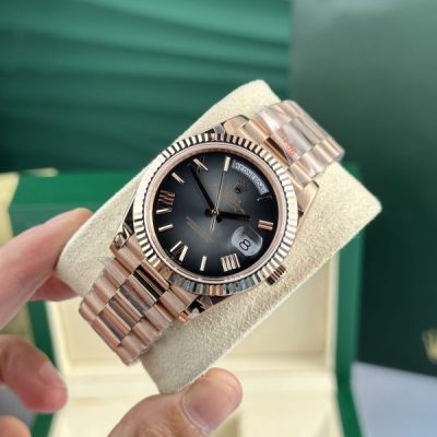 Đồng Hồ Rolex Day-Date Everose Gold 228235 Mặt Số Ombre Xám QF 188 Grams