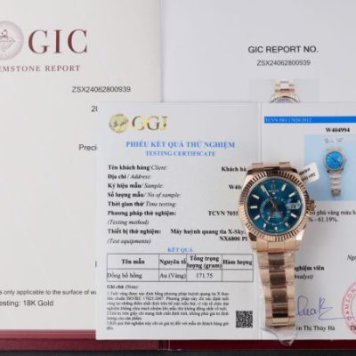 Đồng Hồ Rolex Sky-Dweller Bọc Vàng 18K Mặt Xanh Dương Chế Tác